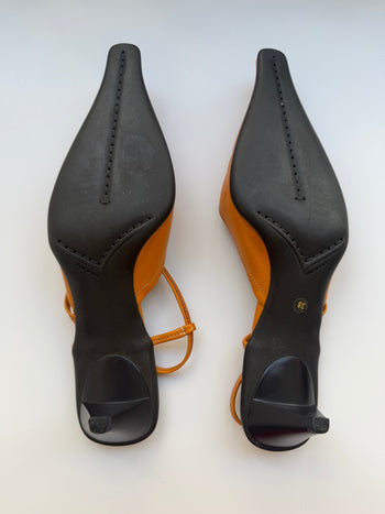 Prada early 00’s orange leather slingback courts