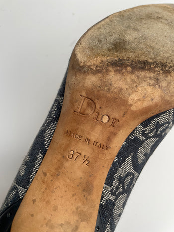 Dior navy oblique canvas monogram Galliano era courts 37.5