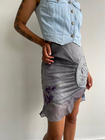 Emporio Armani vintage 2000’s silk skirt with flower appliqué