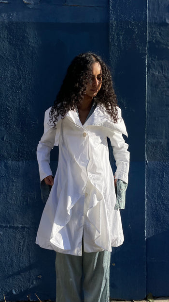 Armani Jeans white asymmetrical trench coat