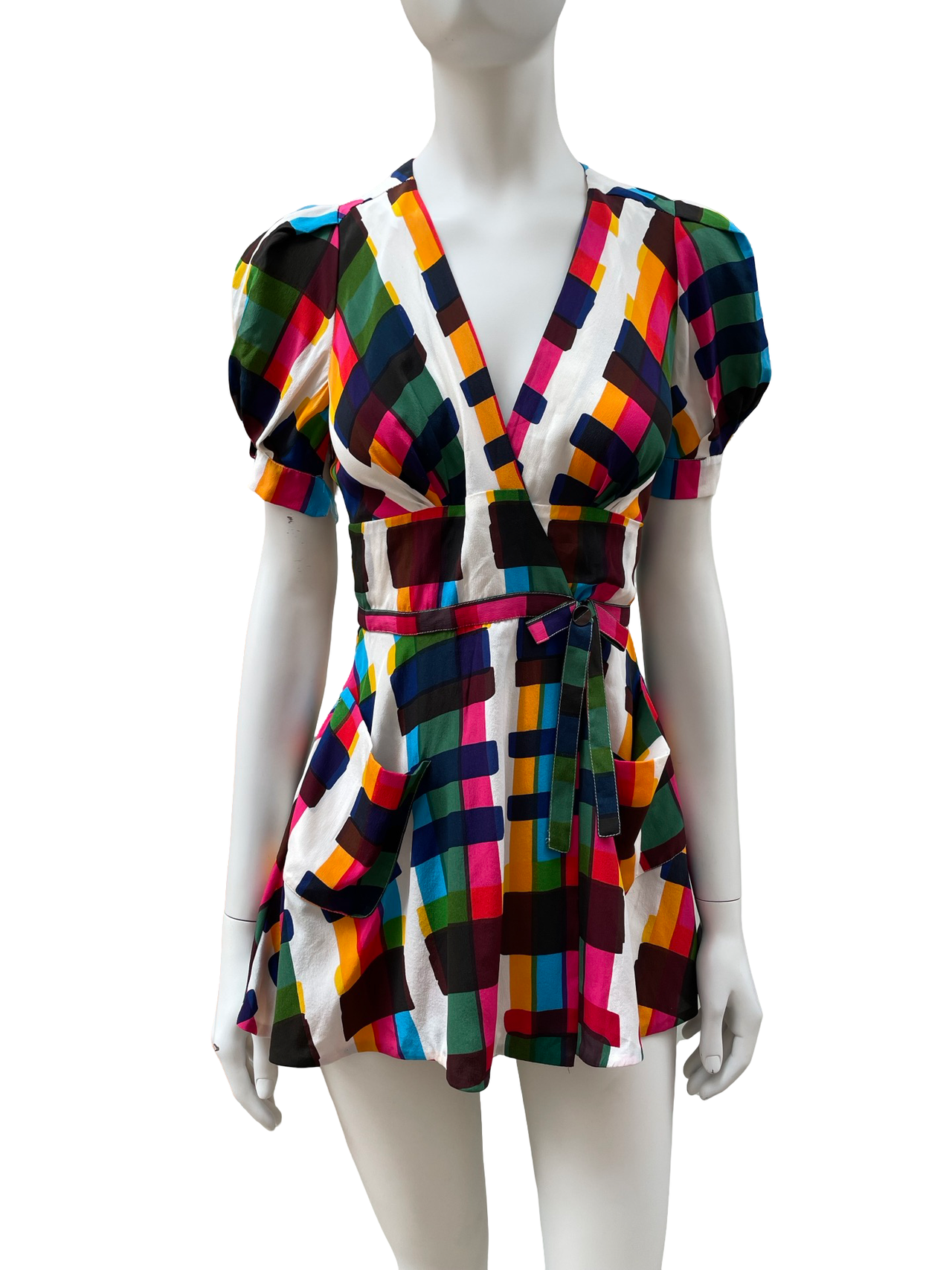 Balenciaga vintage colourful silk dress XS