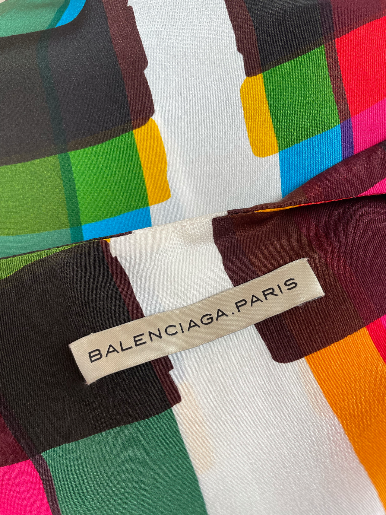 Balenciaga vintage colourful silk dress XS