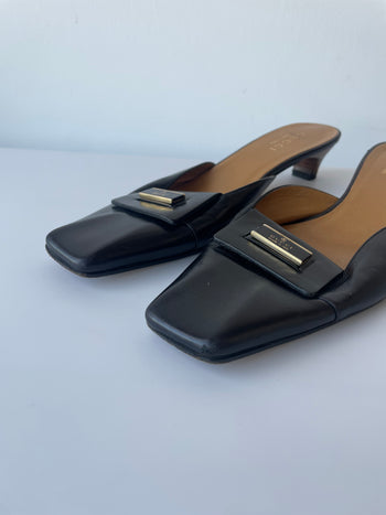Gucci Tom Ford era black leather mules