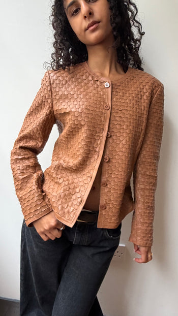 Armani Collezioni woven leather jacket