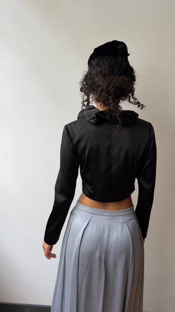 Handmade cropped satin ruffled jacket