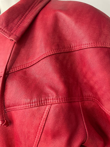 Vintage red leather bomber jacket