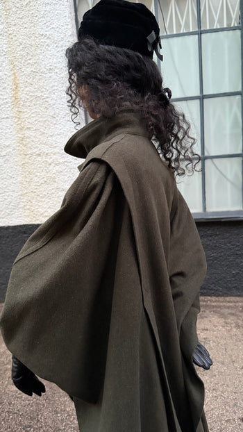 Austrian vintage batwing style wool coat cape