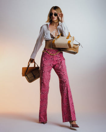 Gucci by Tom Fort pink snakeskin trousers 44 IT