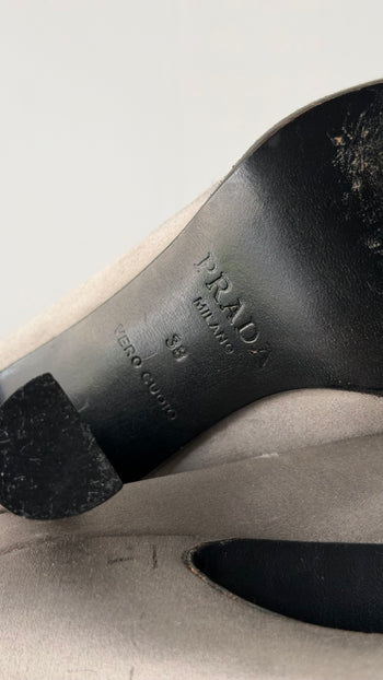 Prada A/W 1994 grey silk satin courts 38 IT