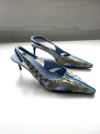 Miu Miu SS2000 snakeskin slingback courts 38.5 IT