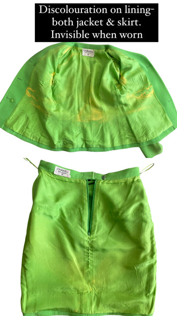 Chanel vintage bright green skirt suit 40 FR