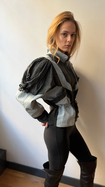 1980’s Italian vintage denim & leather statement jacket