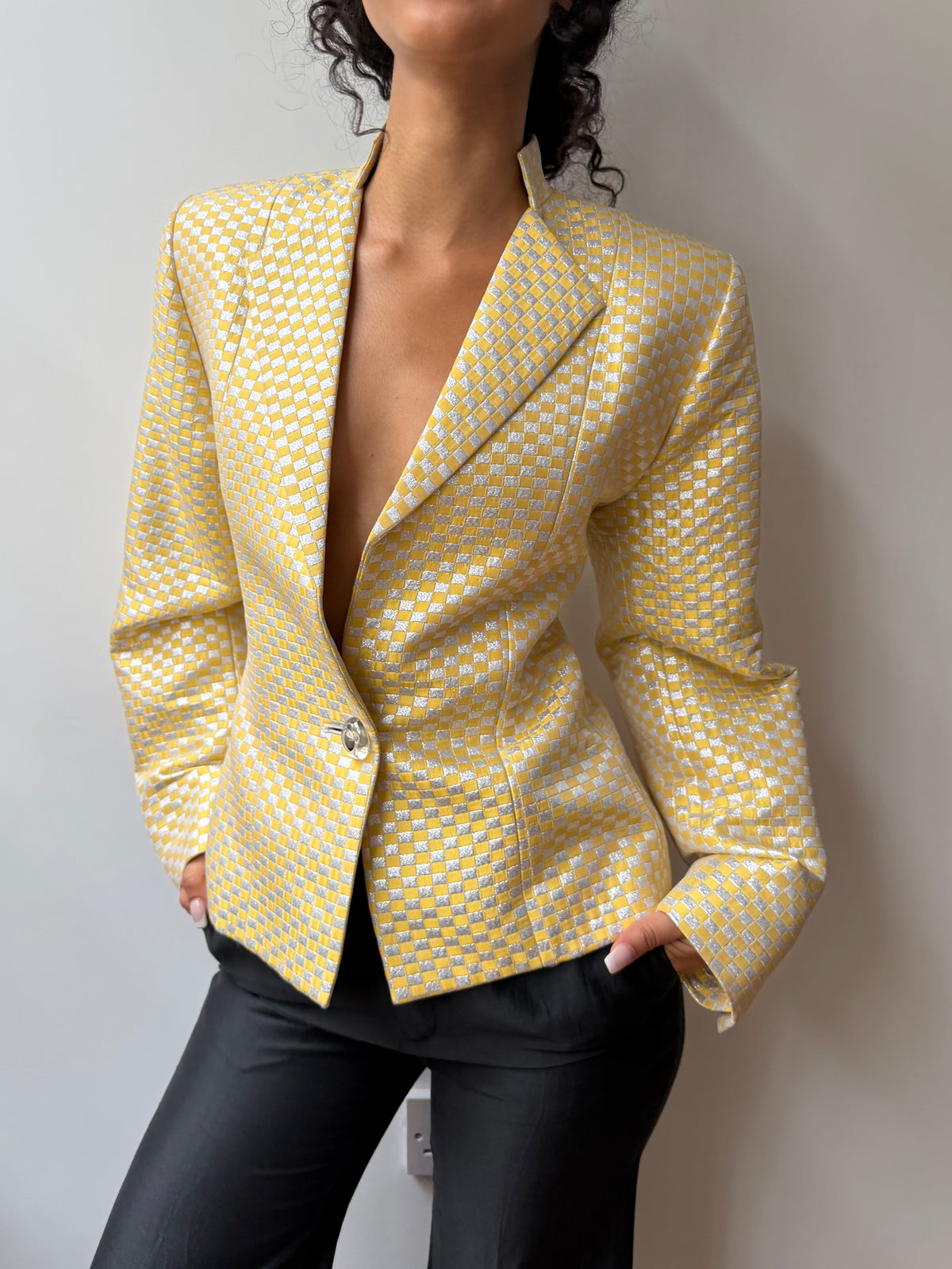 Yves Saint Laurent silver and yellow lame vintage blazer
