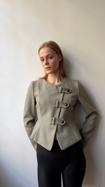 Emporio Armani wool asymmetrical closure wool jacket XS-S
