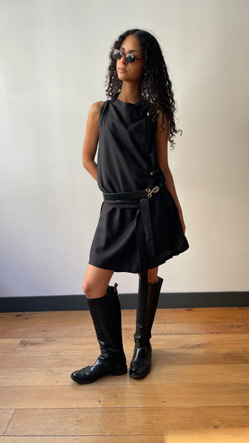 Gucci A/W 2008 black wool pinafore style dress 38IT