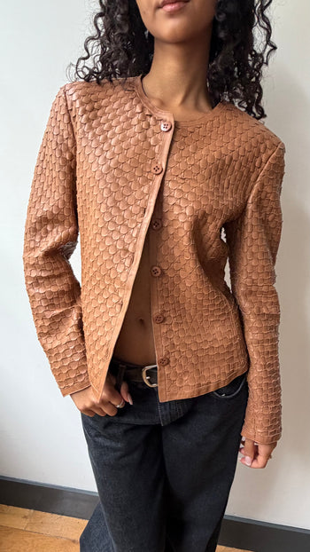 Armani Collezioni woven leather jacket