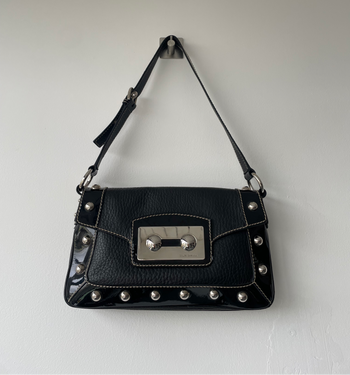 Dolce & Gabbana black leather and silver hardware shoulder bag