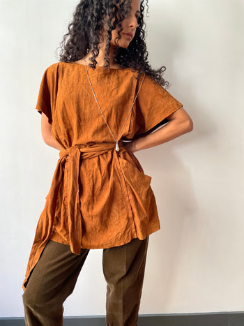 Prada tan suede belted mini dress tunic