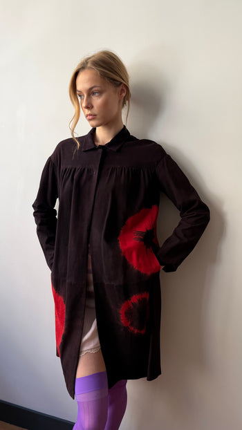 Miu Miu S/S 2013 printed suede leather coat
