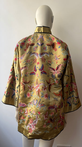 1980’s Mandarin silk butterfly embroidered jacket