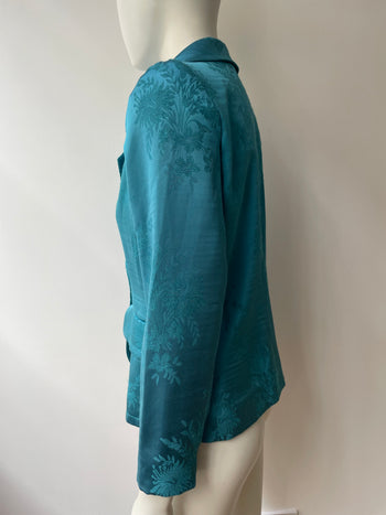 Yves Saint Laurent 1990’s vintage turquoise jacquard blazer