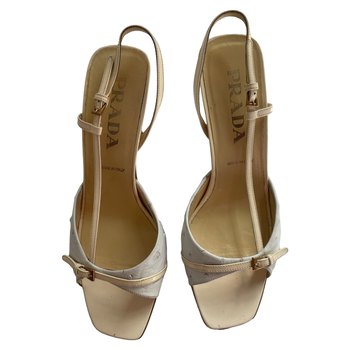 Prada ecru slingback courts 38.5