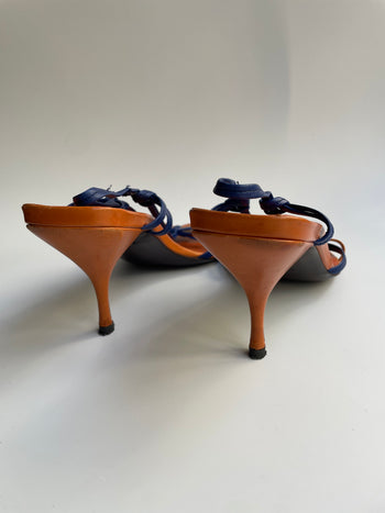 Miu Miu vintage orange strap slingback courts 40.5 IT