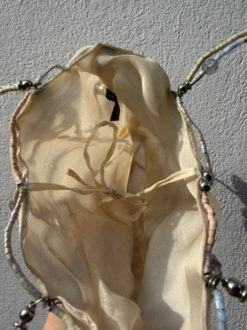 Bottega Veneta 1990’s silk bucket bag with butterfly wire frame