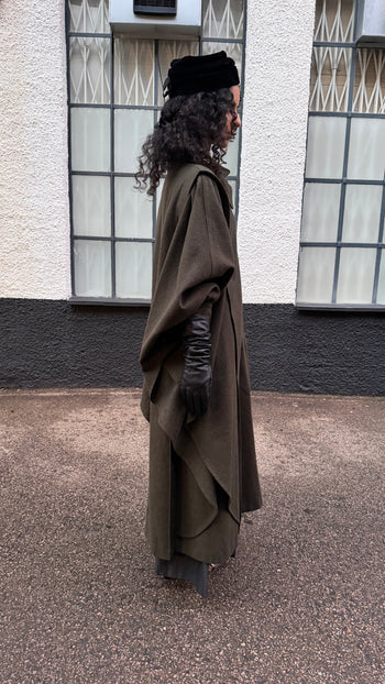 Austrian vintage batwing style wool coat cape