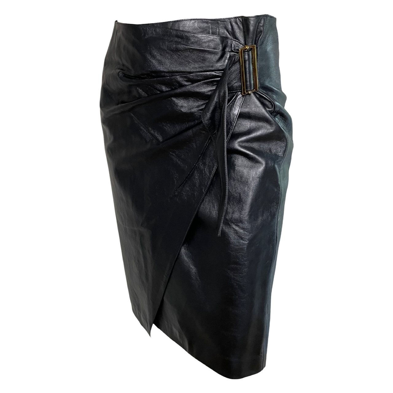 Yves Saint Laurent wrap-around leather skirt 40FR