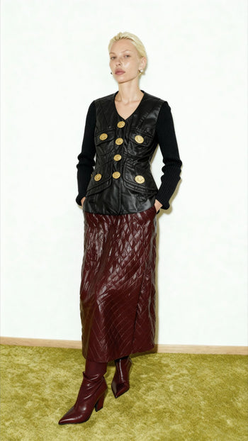 Gemma Kahng statement leather jacket cardigan