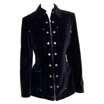 Gianfranco Ferre navy velvet zip jacket