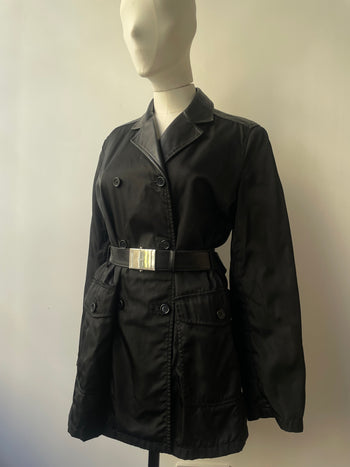 Prada A/W 1994 nylon & leather belted trench coat