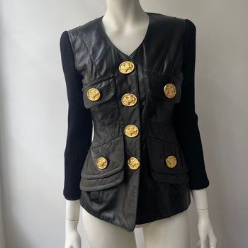 Gemma Kahng statement leather jacket cardigan