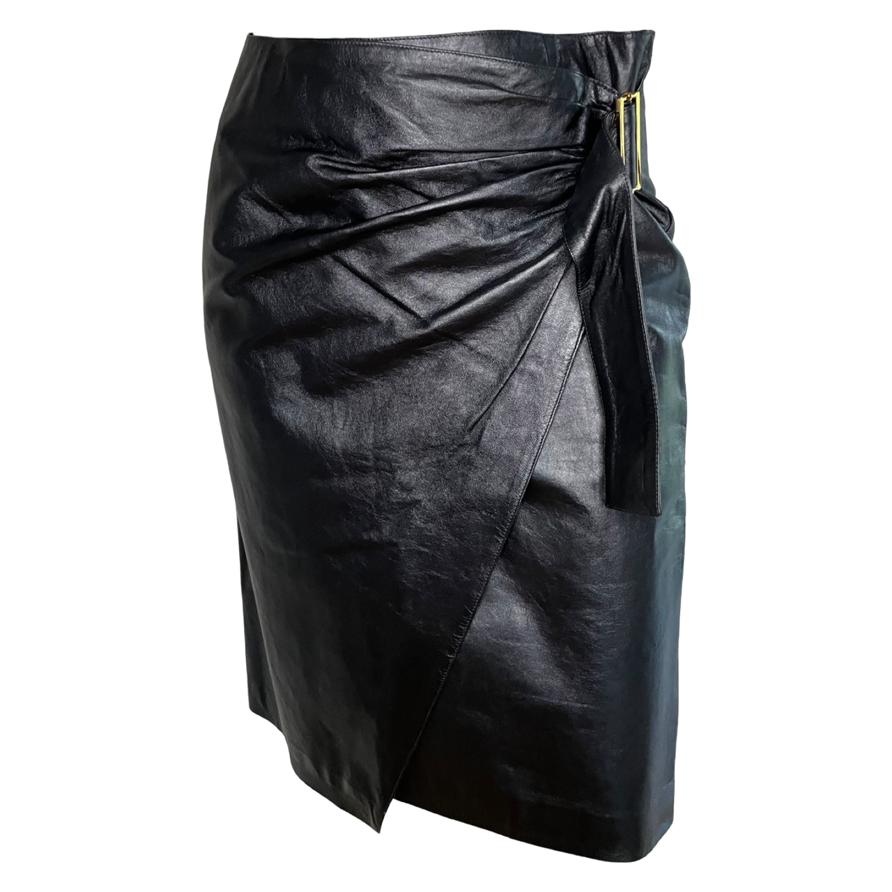 Yves Saint Laurent wrap-around leather skirt 40FR