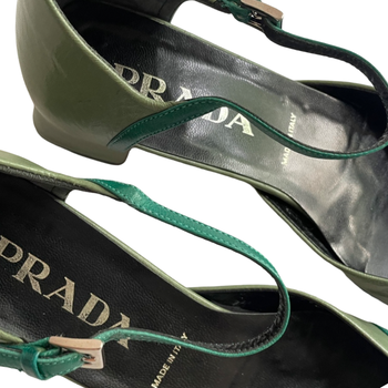 Prada Mary Jane style 90’s green leather flats 37-38 IT