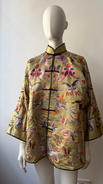 1980’s Mandarin silk butterfly embroidered jacket