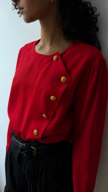 1980’s YSL vintage asymmetrical button blouse