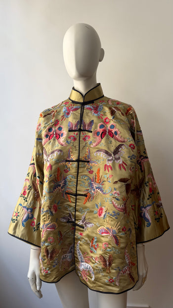 1980’s Mandarin silk butterfly embroidered jacket