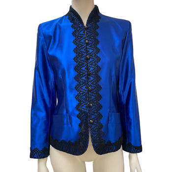 Yves Saint Laurent royal blue lace trim jacket 42 FR