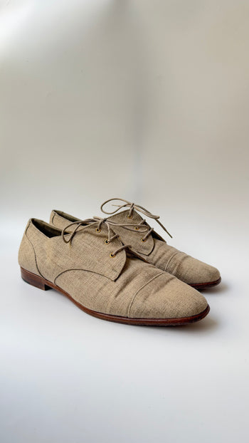 Yves Saint Laurent 1990’s beige canvas lace-up shoes 37-37.5