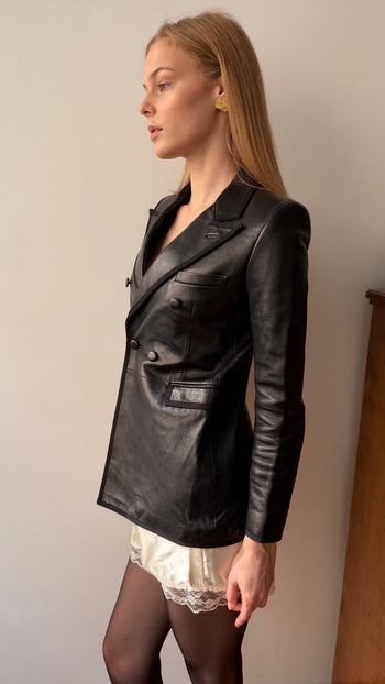 Yves Saint Laurent FW 2018 runway leather blazer