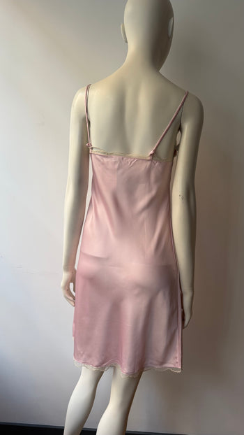 Christian Dior 1980’s pink lace applique night slip dress XS