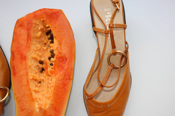 Prada early 00’s orange leather slingback courts