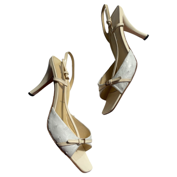 Prada ecru slingback courts 38.5