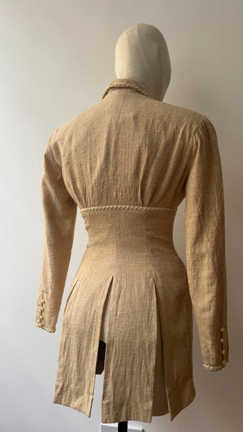 Edwardian style inspired handmade slim-fit long line jacket XS