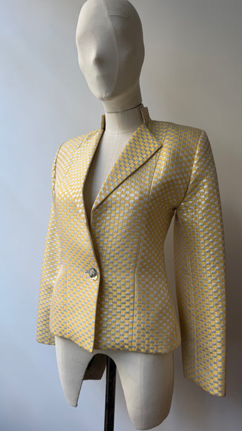 Yves Saint Laurent silver and yellow lame jacquard vintage blazer