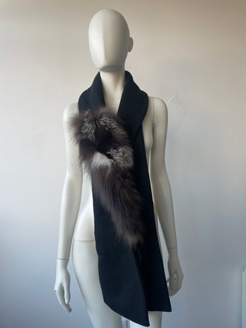 Miu Miu fox fur & black wool stove scarf