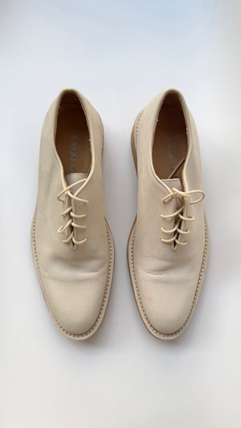 Armani off-white nubuck leather lace-up shoes 37.5