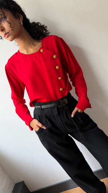 1980’s YSL vintage asymmetrical button blouse